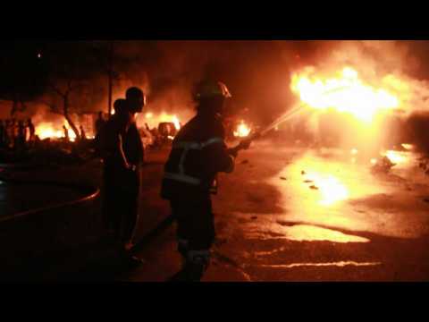 Firefighters at scene of deadly fuel tanker explosion in Sierra Leone