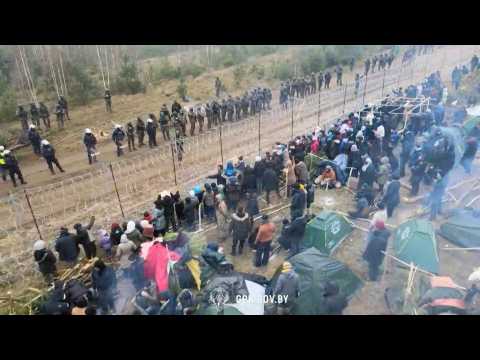 Belarus releases drone footage of migrants camp at Polish border