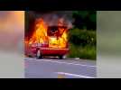 Thiers-sur-Thève. Une voiture en feu sur l'A1 près du Parc Astérix