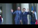 French President Macron receives the President of the European Council Charles Michel