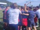 RFC Liège: la joie des joueurs après la victoire contre Dender