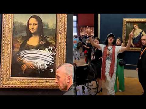 Watch: Man disguised as old woman attacks Mona Lisa with cake