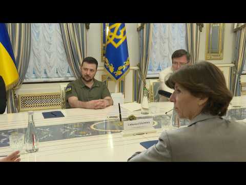 Ukrainian President Volodymyr Zelensky meets French Foreign Affairs Minister Catherine Colonna