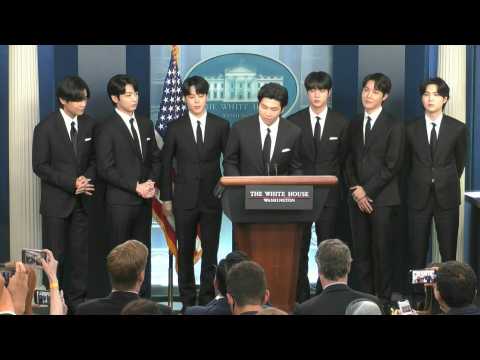 South Korean band BTS attends White House press briefing before meeting with Biden