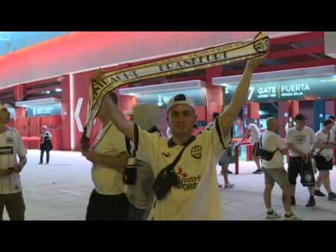 Frankfurt fans leave the stadium after the Europa League final