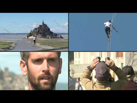 An 'intense experience': Frenchman beats high-wire record at Mont Saint-Michel