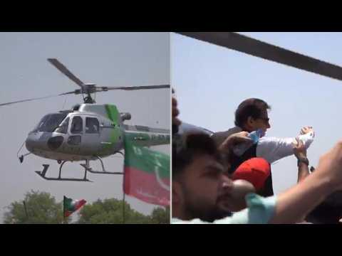 Pakistan ousted PM Imran Khan lands heli on highway ahead of rally