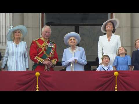 Royal family watch fly-past from Buckingham Palace balcony