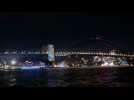 Timelapse of Sydney Harbour Bridge lit purple for Queen's Jubilee