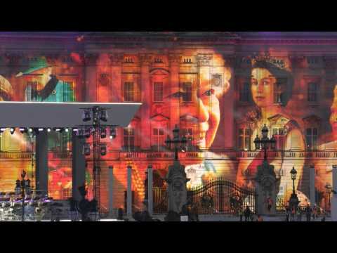 Pictures of the Queen projected on Buckingham Palace for Platinum Jubilee