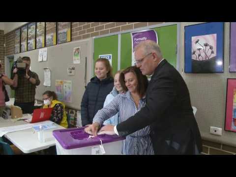 Australian PM Scott Morrison votes in federal election