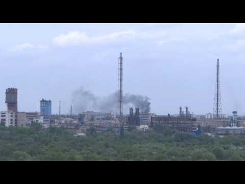 Smoke rises at Severodonetsk, under attack by Russian Army