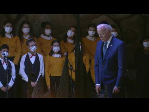 US President Biden takes part in wreath-laying ceremony at Holocaust memorial Yad Vashem
