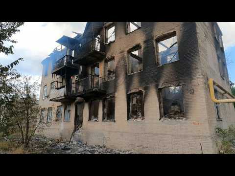 Buildings left destroyed after heavy fighting in Ukraine's frontline city of Soledar