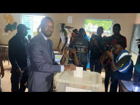 Opposition leader Ousmane Sonko votes in Senegal's legislative elections