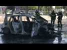 VIDEO. Une voiture en feu entre le port et les rives de l'Orne à Caen : la circulation perturbée