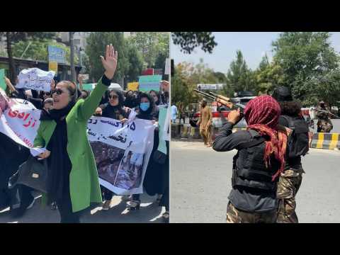 Taliban fighters fire in air to disperse women's protest in Kabul