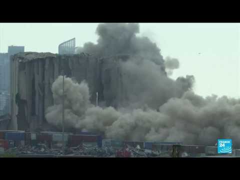 Parts of damaged Beirut silos collapse on blast anniversary