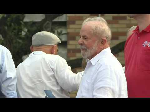 Former Brazil president Lula arrives at campaign launch