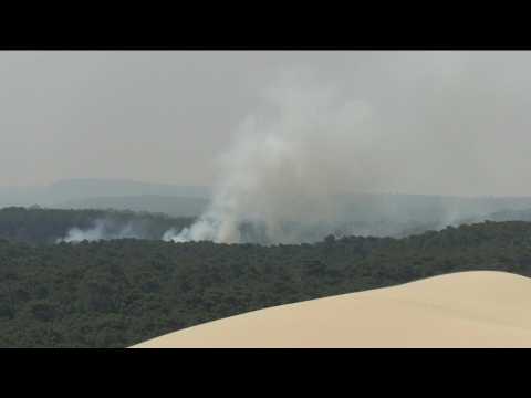 Wildfires rage on in southwest France as seen from the Dune of Pilat