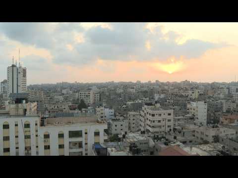 Sunrise over Gaza after night of Israeli air strikes