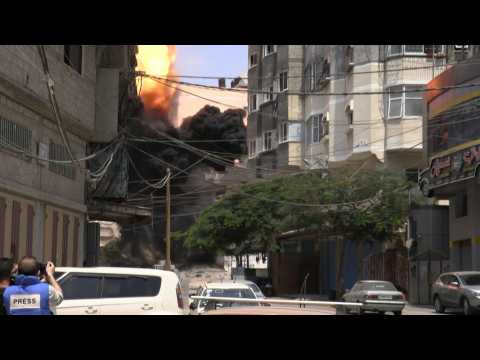 Palestinian house hit by Israeli air strike in Gaza
