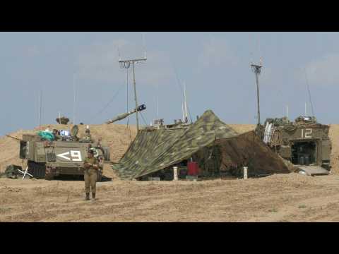 Israeli artillery battery deployed near Israel-Gaza border