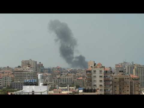 Image of Israeli air strike hitting Gaza