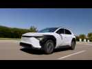 2023 Toyota bZ4X Battery Electric SUV in White Driving Video