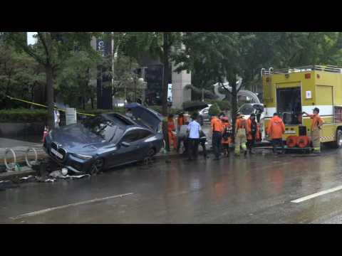 Scene in Seoul's Gangnam district after deadly flooding