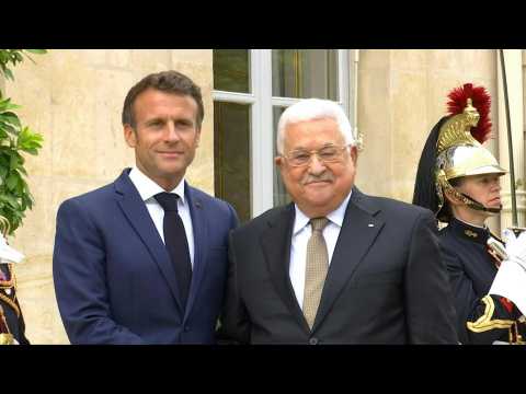 Macron, Palestinian President Mahmoud Abbas meet at Elysee Palace