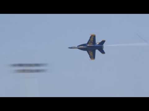 US Navy Blue Angels unit performs aerobatics