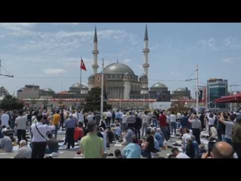President of Turkey inaugurates a mosque in Istanbul's Taksim Square
