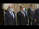 French PM welcomed by Tunisian counterpart upon arrival at government HQ