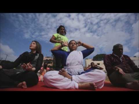 Group meditation in Bangalore to mark International Yoga Day