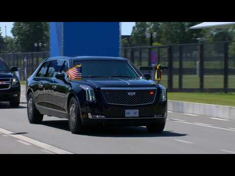 US President Joe Biden's convoy arrives at NATO summit