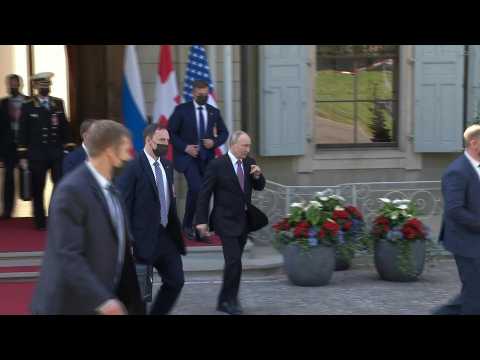 Russian President Vladimir Putin leaves Villa La Grange after meeting with Joe Biden