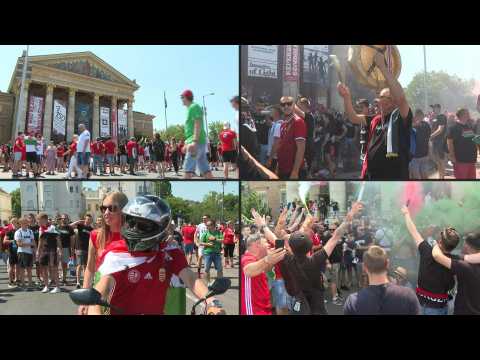 Euro 2020: Hungary fans gather at Heroes' Square ahead of clash with France