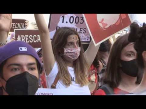 Protest in Madrid demands release of animals in lab