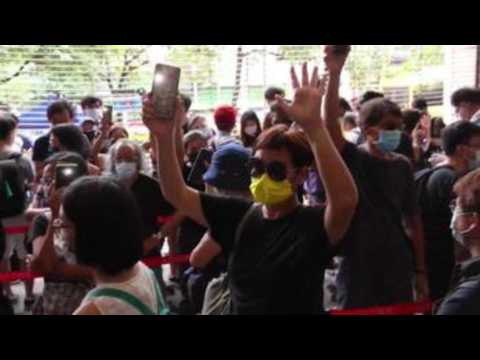 Protest demands release of 47 accused of violating national security law in Hong Kong
