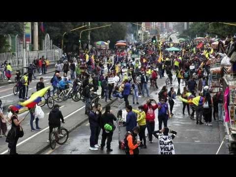 People gather in Bogota as Colombia marks one month of protests