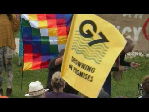 'Drowning in promises': Extinction Rebellion stage protest in Cornwall urging for G7 action on climate change