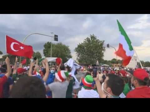 Atmosphere around the Olympic stadium in Rome before the opening match of the Eurocup