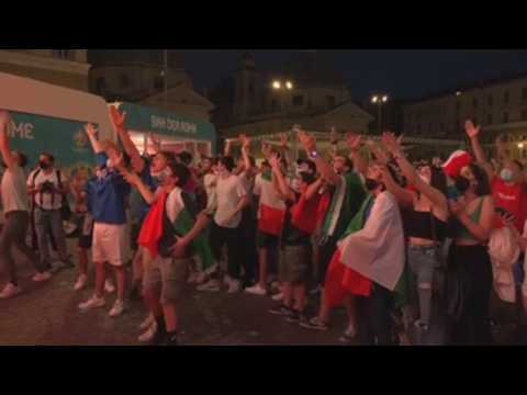 Italian soccer fans celebrate their 3-0 victory over Turkey in Euro 2020 opener