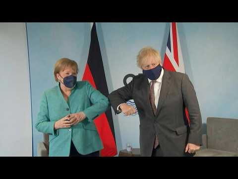 G7: Angela Merkel meets with Boris Johnson in Carbis Bay