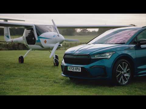 Electric mobility takes off as ŠKODA ENYAQ iV and electric plane demonstrate the future of zero emission travel