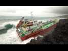 Mauritian oil tanker runs aground on the coast of Reunion Island