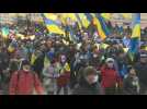 In Kharkiv, Ukrainianians march 'to defend homeland' - Label : AFPTV - First images - Category : News