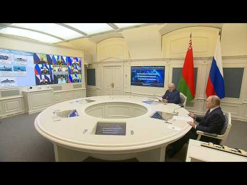 Putin and Lukashenko observe military drills from Kremlin