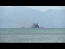 Ferry fire burns on off the coast of Greece